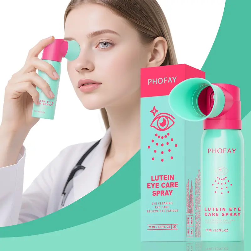 PHOFAY Optometrist-Recommended Lutein Dry Eye Spray, 2.37 fl oz, effectively relieves dry eyes, moisturizes, cleanses, refreshes, and soothes the eyes. Perfect for long-time work, frequent phone use, gamers, and students. Christmas gift