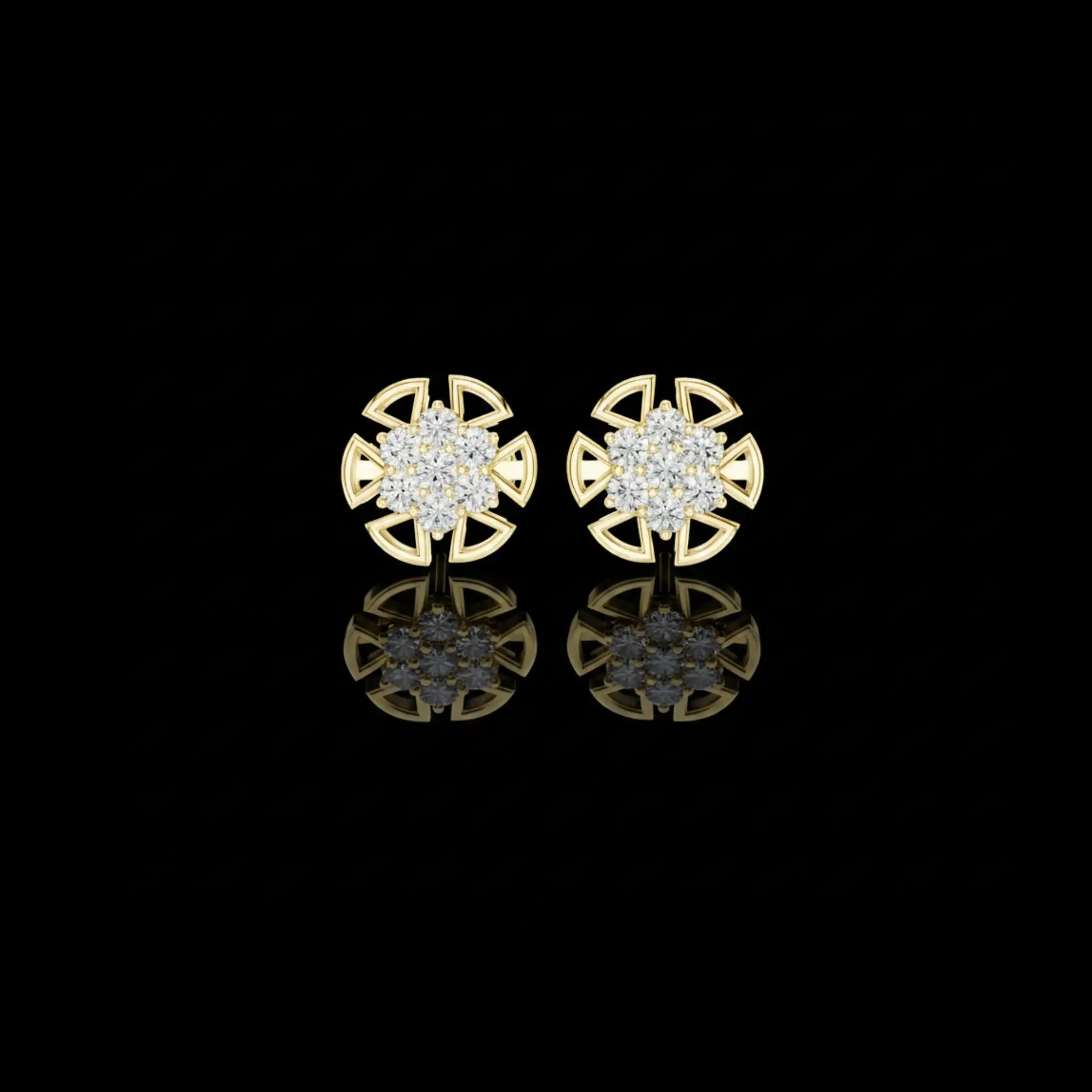 Perfect Lab Diamond Floral Stud Earrings With Sparkling Round Cut Stones For Special Occasions