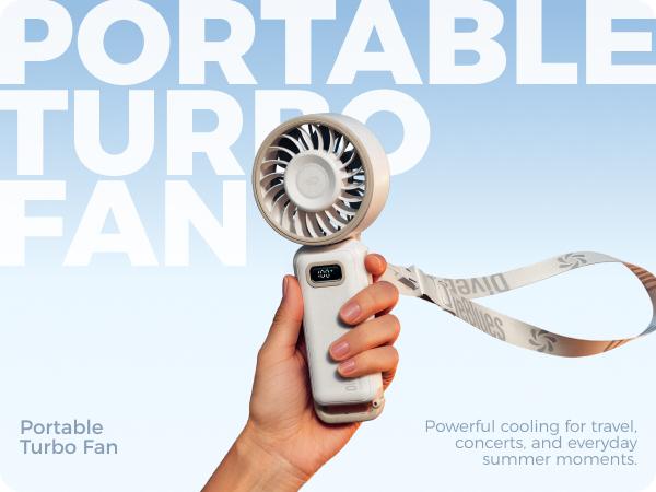 Diveblues Portable Handheld Turbo Fan, 1~100 GearWind,3600mAh Battery Operated, Up to 12Working Hours, 3 IN 1 Hand Fan Rechargeablewith Air Turbo Tech Cooling Fan for OutdoorActivities, Travel, Working, Summer SelectedProducts