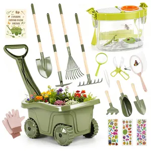 Dreamon Kids Gardening Tools & Bug Catcher Kit, 2-in-1 Outdoor Toys with Wheelbarrow and Bug House, STEM Educational Toys, Birthday Gifts Outdoor Gifts for Kids