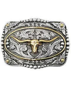 Cody James Men's Scrolled Longhorn With Gold Ring Belt Buckle - 738