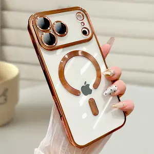 For iPhone 17 16 15 14 13 Pro Max Clear Case Magnetic Mag Safe Cover Shockproof Protector TPU Silicone Transparent Wireless iPhone 16 Plus Cases Cutephonecases - Smartphone