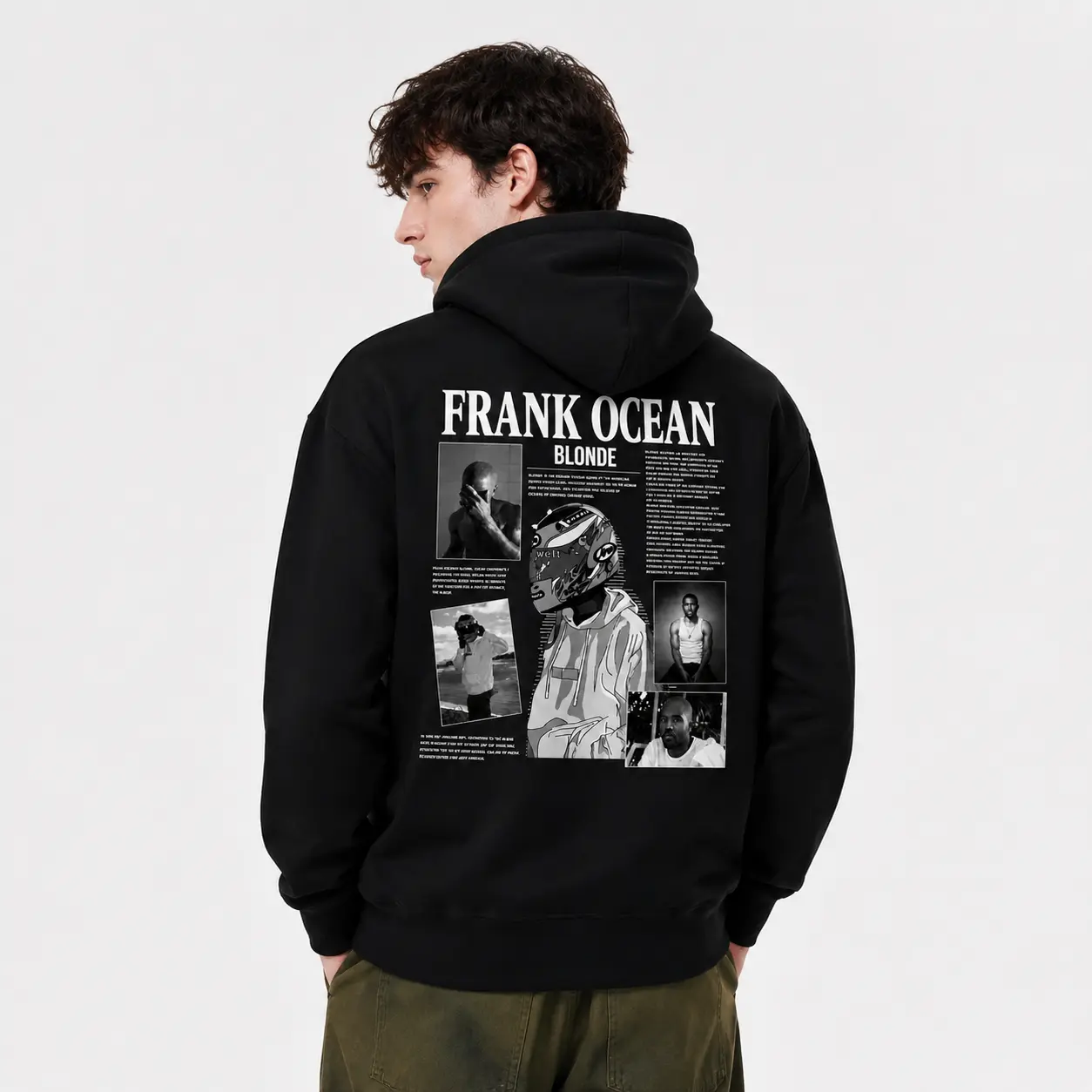 Men's Letter & Figure Print Cotton Blend Hoodie - Menswear, American Casual Drawstring Pullover, Regular Fit Long Sleeve Pocket Hooded Sweatshirt, Artist Graphics, Streetwear Style, All Seasons Daily Wear Gift