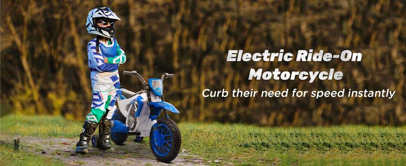 Aosom 12V Kids Motorcycle, Electric Motor Bike, Battery-Powered Ride-On Toy with Charging Battery, Training Wheels