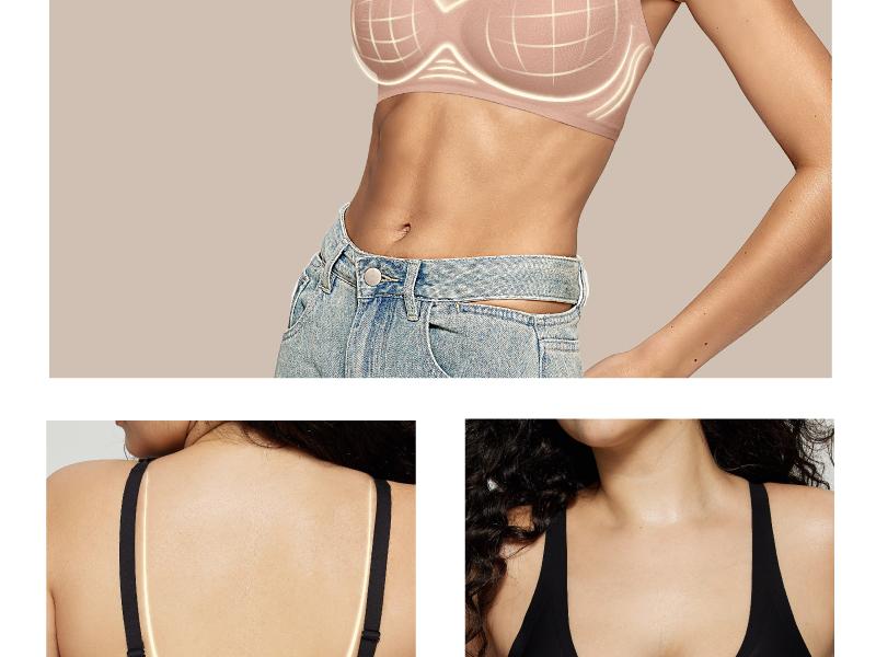 Vertvie Jelly Bra Deep V Plunge with Wide Straps Seamless Wireless Bras Comfort & Sexy U-Back Design Everyday T-shirt Bra for Women Casual Wear Vertvie Jelly Bra Deep V Plunge with Wide Straps Seamless Wireless Bras Comfort & Sexy U-Back Design Everyday T-shirt Bra for Women Casual Wear