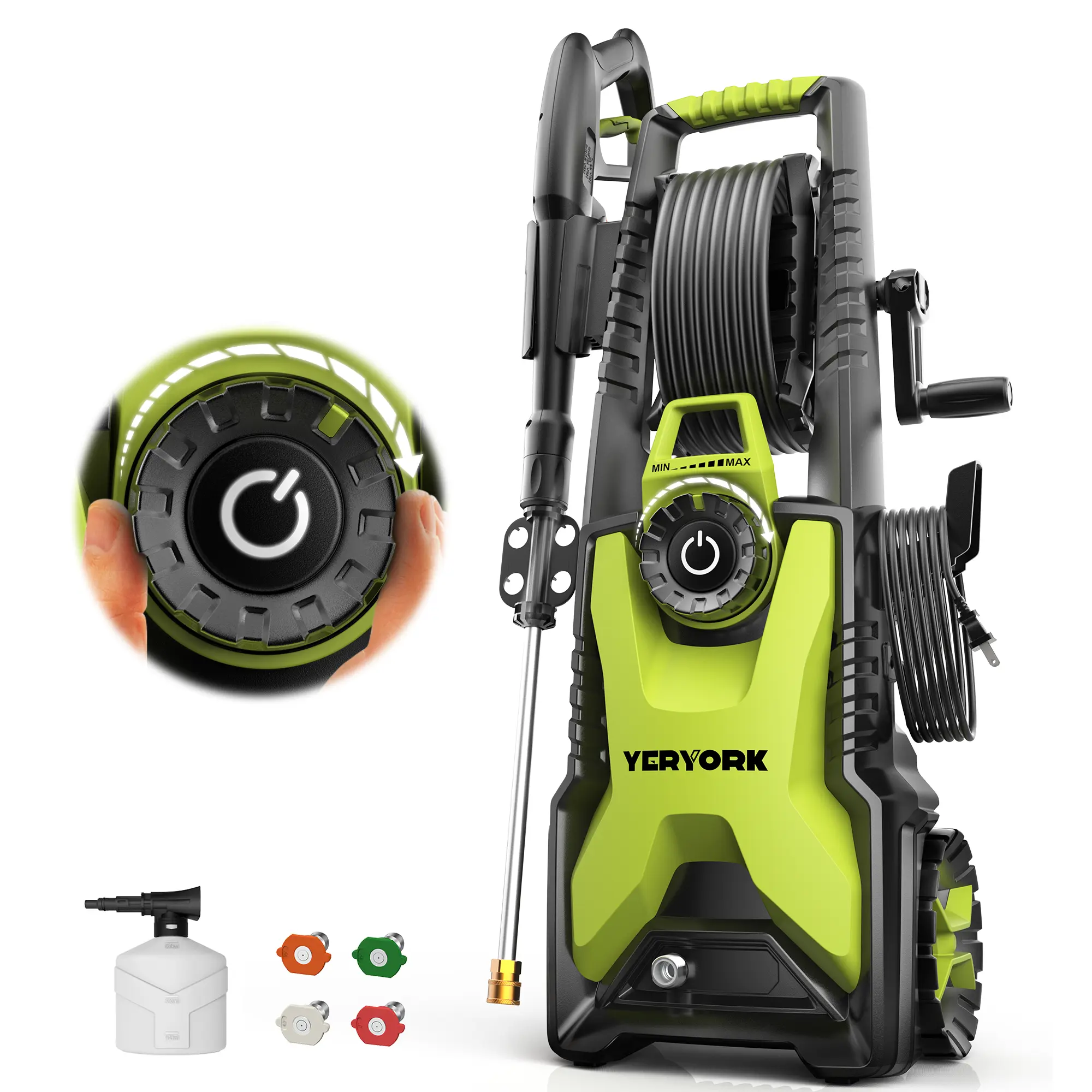 【Back to School】Portable Electric Pressure Washer, 2400PSl 2.5GPM Max, Adjustable Pressure Control, Portable Pressure Washer with 33FT Retractable Hose Reel, All-purpose Electric Pressure Washer for Cars,Fences, Driveways, Patios, Home Cleaning