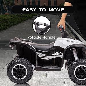 【GARVEE】12V Quad ATV 4 Wheeler with Music and LED Lights, available in White, Red, Pink, Yellow, Black, and Blue, designed for young riders with fun features and vibrant color options