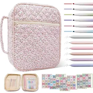 Bible Cover Case for Women Large Bag Study Supplies Quilted Carrying with Highlighter, Pens, Tabs