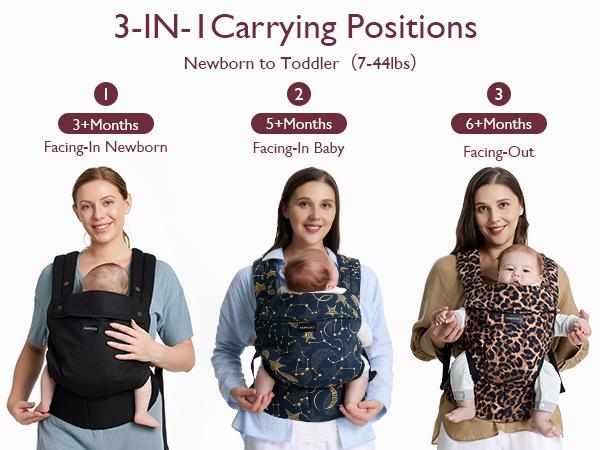 Momcozy Baby Carrier - Ergonomic, Cozy and Lightweight Carrier for 7-44lbs, Effortless to Put On, Ideal for Hands-Free Parenting, Enhanced Lumbar Support, Purehug for Infant to Toddler
