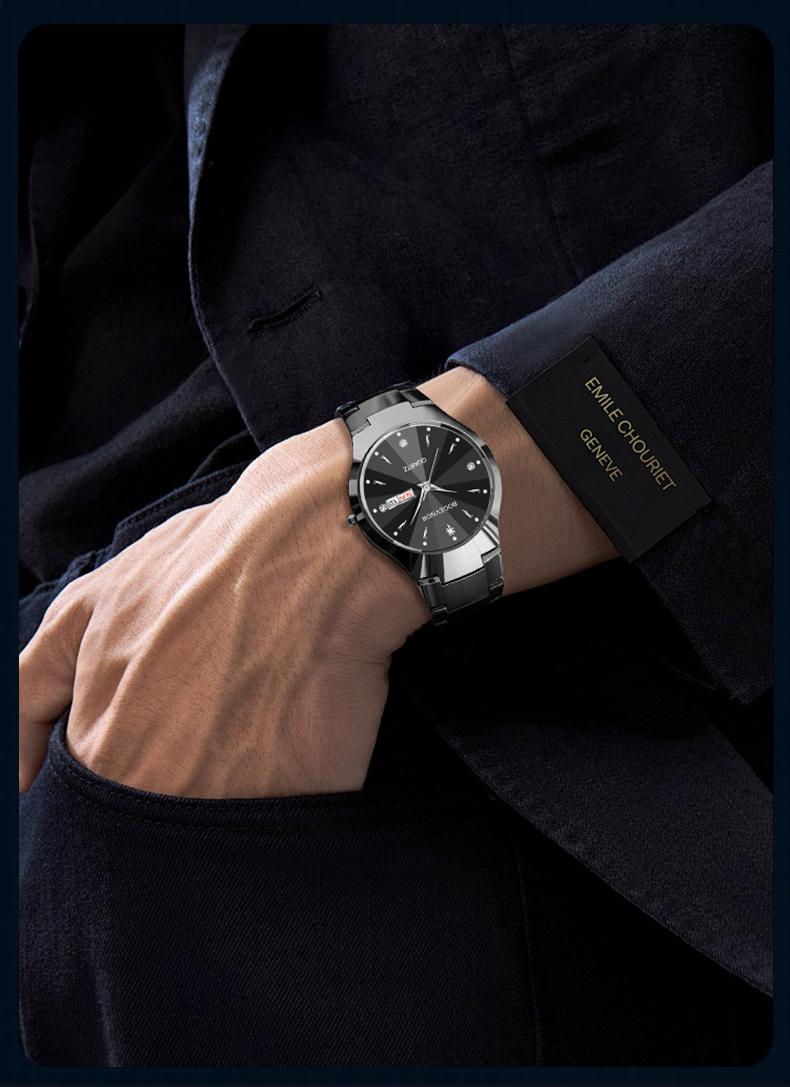 Men's casual and business round dial quartz watch, party fashion watch, daily clothing decoration, versatile trendy birthday gift watch