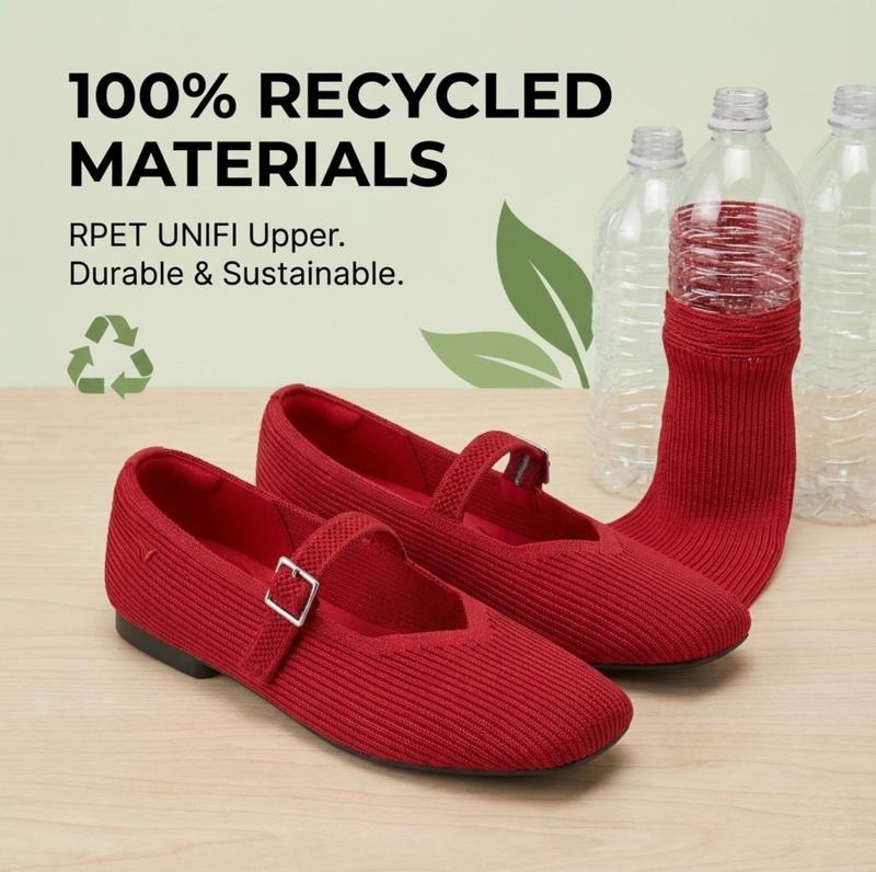 VIVAIA Women's Square-Toe Knit Mary Janes Ballet Flats,Adjustable Strap With Herbal Arch Support Insole,Machine Washable / Blister-Free Heel / Foldable & Lightweight Retro Chic (Margot Mary Janes) Free Shoe Charm Designated Color Until Sold Out Randomly VIVAIA Women's Square-Toe Knit Mary Janes Ballet Flats,Adjustable Strap With Herbal Arch Support Insole,Machine Washable / Blister-Free Heel / Foldable & Lightweight Retro Chic (Margot Mary Janes) Free Shoe Charm Designated Color Until Sold Out Randomly