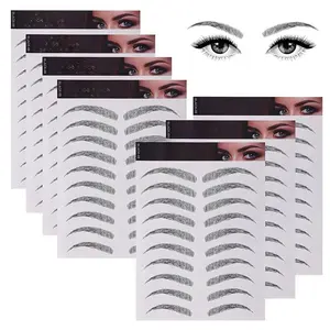 4D Hair-Like Eyebrow Tattoos Stickers 7 Sheets Waterproof Long-lasting Brow Tattoo Eyebrow Colors Transfers Arch Style Sticker Peel Off for Eyebrow Grooming Shaping Black