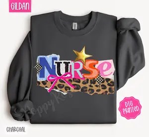 Retro Nurse Sweatshirt, Trendy Women's Crewneck