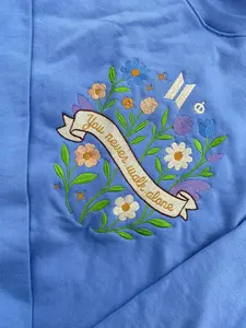 You never walk alone embroidered sweatshirt, Bangtan Come Back Concert Embroidered Sweatshirt, ARMY Kpop Crewneck, Album Inspired Fan Gift