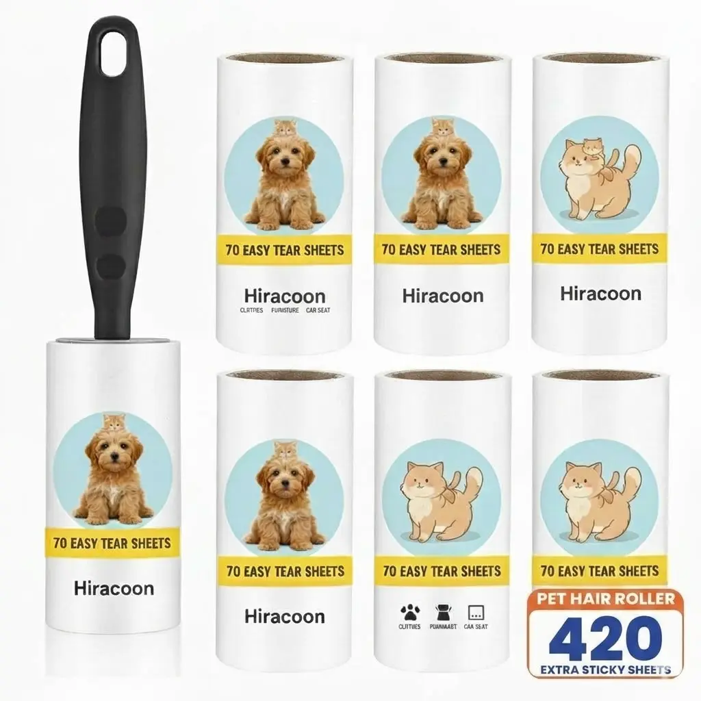 Extra Sticky Lint Roller, Mega Value Set 420 Sheets for Pet Hair Removal, Dog and Cat Lint Remover for Clothes, Furniture, Carpet