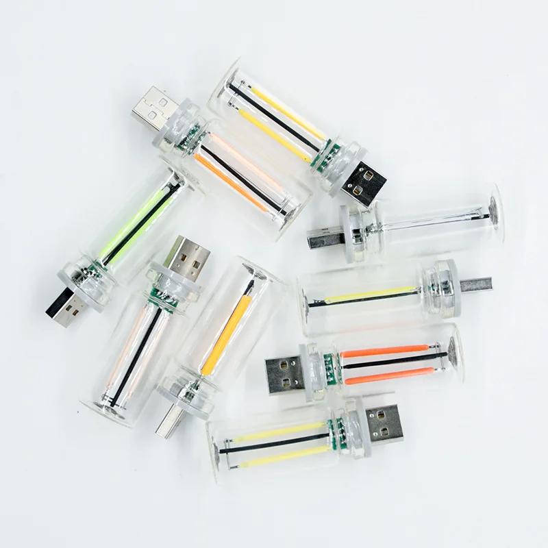 Car USB Night Light Touch Dimmable LED Filament Lamp Portable Lighting Plug and Play Decorative Atmosphere Light for Car Bedroom