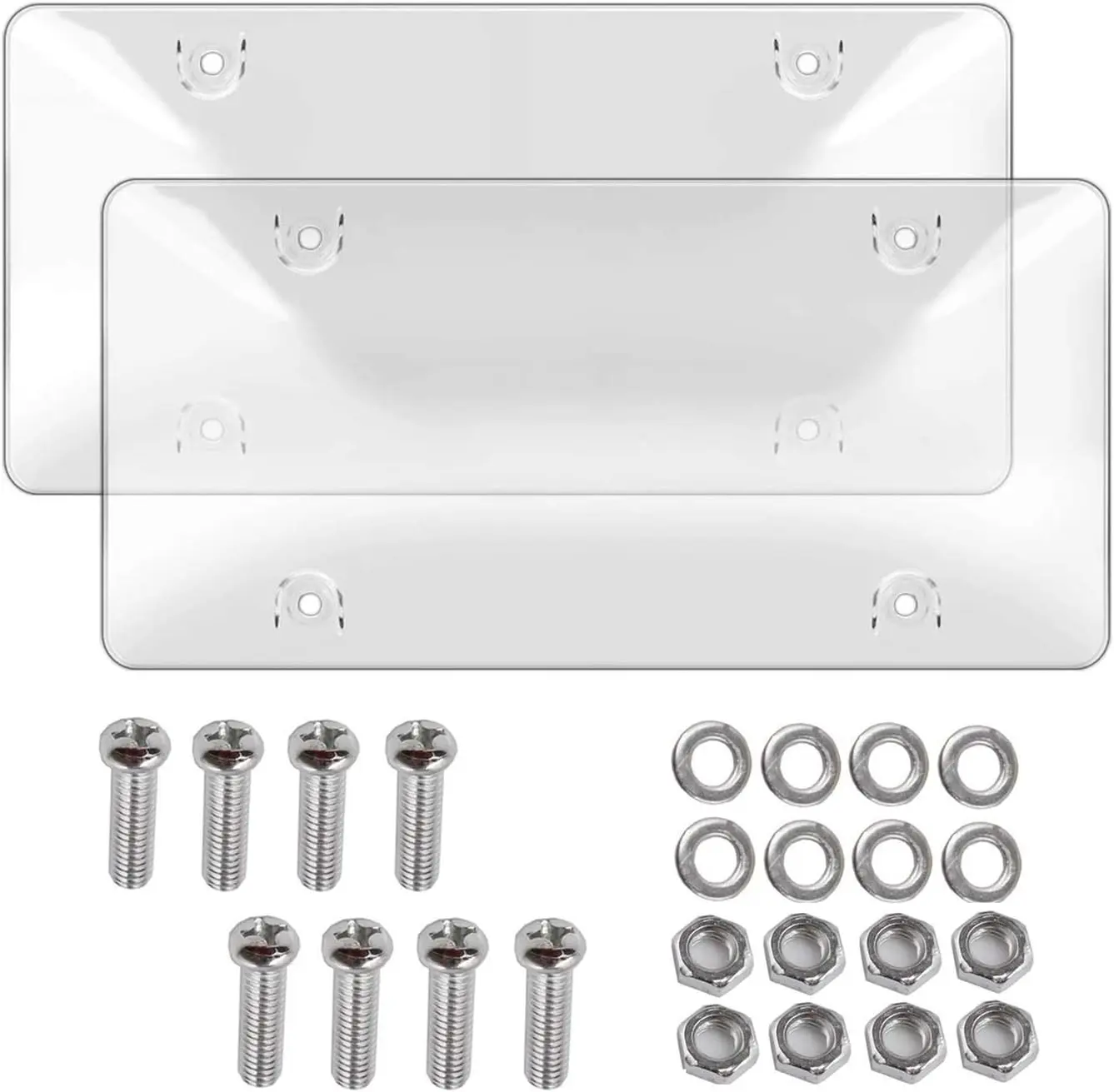 License Plates Shields 2 Pack Clear Bubble Design Plate Covers, Unbreakable Novelty Frame Covers to Protect Front, Back Fit Standard US Plate with Screws