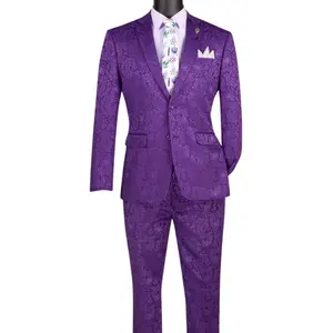 PoshPunto Collection: Purple Tone-on-Tone Paisley Slim Fit Suit