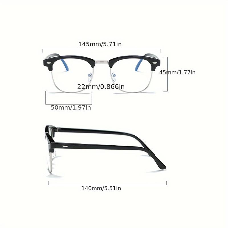 Anti-Blue Light Glasses - Black Metal Frame with Anti-Eye Strain Lens, Modern Y2K Computer Glasses for Men & Women, Lightweight Metal Frame Eyewear with, Compatible with Smartphones, Tablets, Laptops - Office, Gaming, Everyday Use