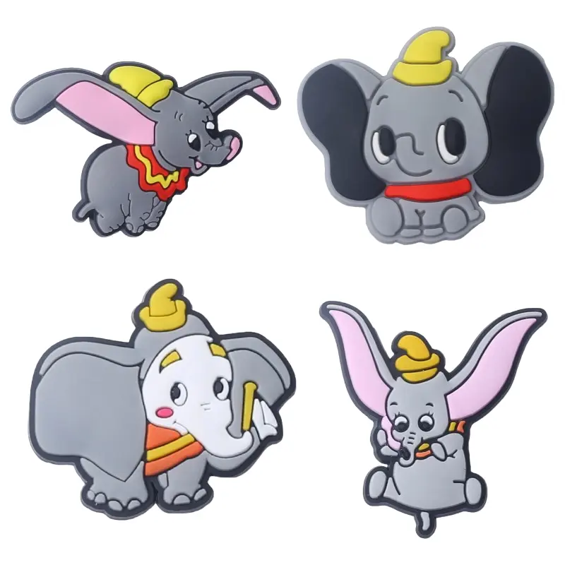 PVC Cartoon Shoe Charms with Flying Elephant, Crocodile, Dragon & Character Designs - Kids' Decor Accessories for Clogs, Sandals, Wristbands, Party Favors