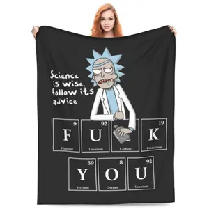 Rick and Morty Themed Printed Blanket, Super Soft and Comfortable, Suitable for Bedroom, Office, Camping, Travel in All Seasons
