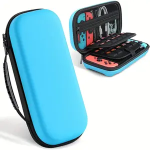EVA Carrying Case for Nintendo Switch & OLED 2021 with 20 Game Card Slots, Shockproof Waterproof Protective Travel Case, Blue Compact Durable