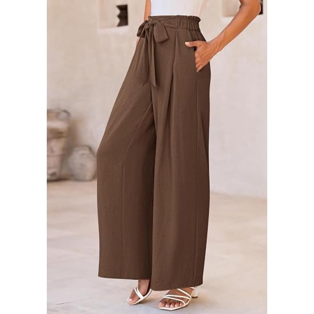 PRETTYGARDEN Women's Wide Leg Work Pants Business Casual High Waisted Loose Palazzo Trouser Summer Clothes