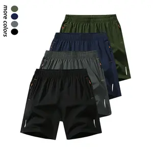 Men’s 4-Pack Summer Quick-Dry Sports Shorts, Solid Color Regular Fit Casual Shorts with Elastic Waistband, Perfect for Daily Activities, Gym Workouts, and Physical Training Men's Lightning Print