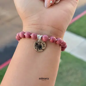 MINARA 950 Silver Bracelets with natural stone and zodiac sign charm