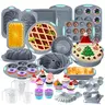 99/54/21 Pieces, Silicone Baking Pan Set Includes cake molds, bread pans, muffin tins, and non-stick baking cups Comes with measuring cup and spoon set , kitchen oven bread pans Perfect for banana bread and sandwich bread baking St. Patrick's Day and gift