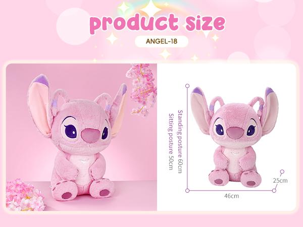 [Valentine's Day] Disney Series Angel&StitchPlush Doll – Angel No.18 Sitting Figure, Cute Collectible Soft Toy Kawaii Stuffed Animal Decor Ideal Birthday Present Valentien Gift for Girlfriends Couples