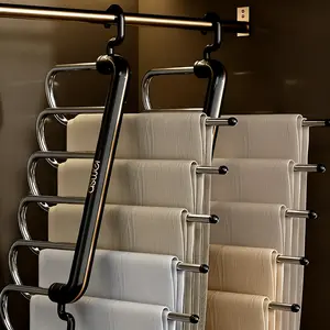 Multi-layer Pants Hanger, Stainless Steel Rack, Space Saving Storage and Organization for Wardrobe, Closet, Bedroom, Suitable for Pants, Jeans, Scarves, Hanging
