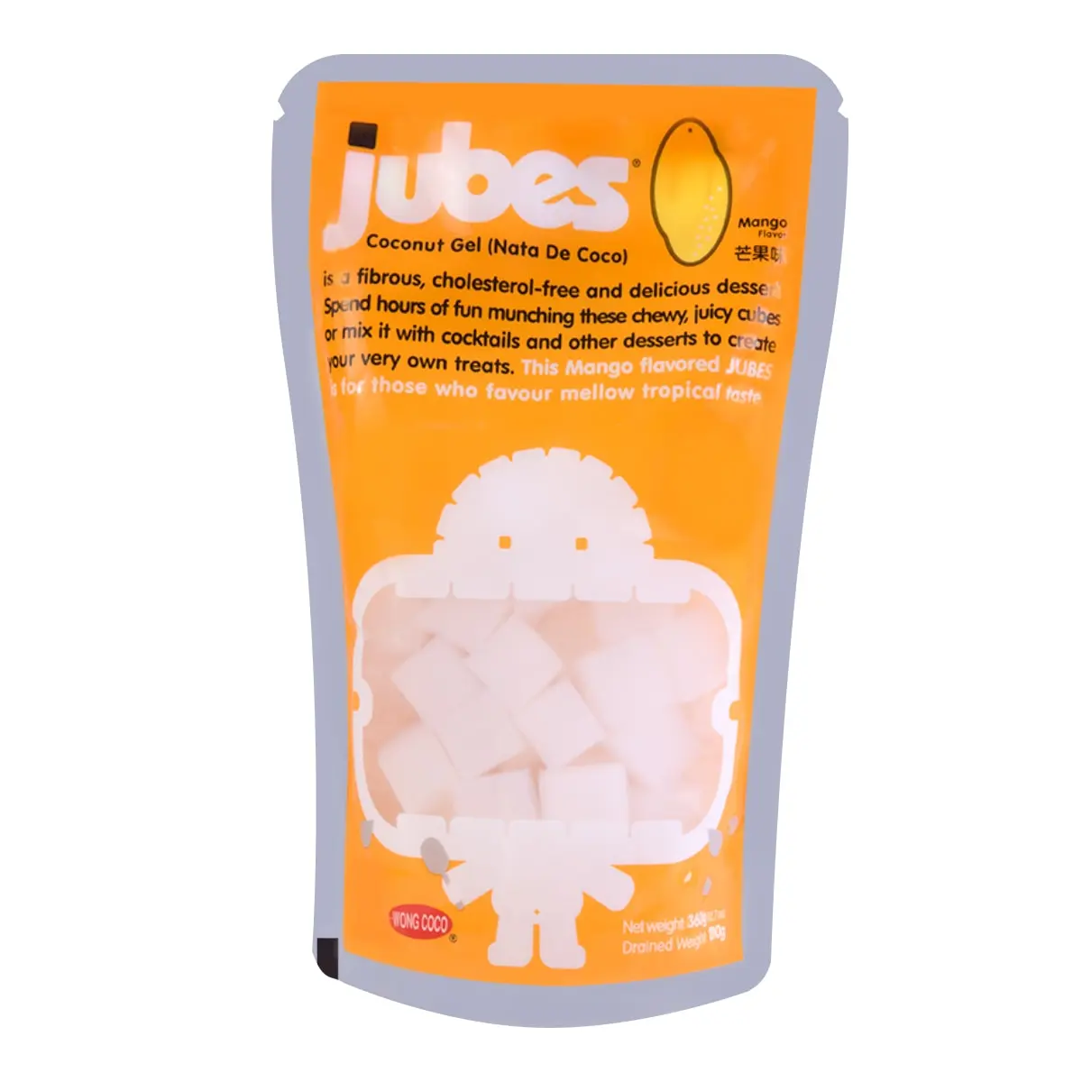Wong Coco JUBES Mango Coconut Jelly Bites, 360g - Authentic Indonesian Snack