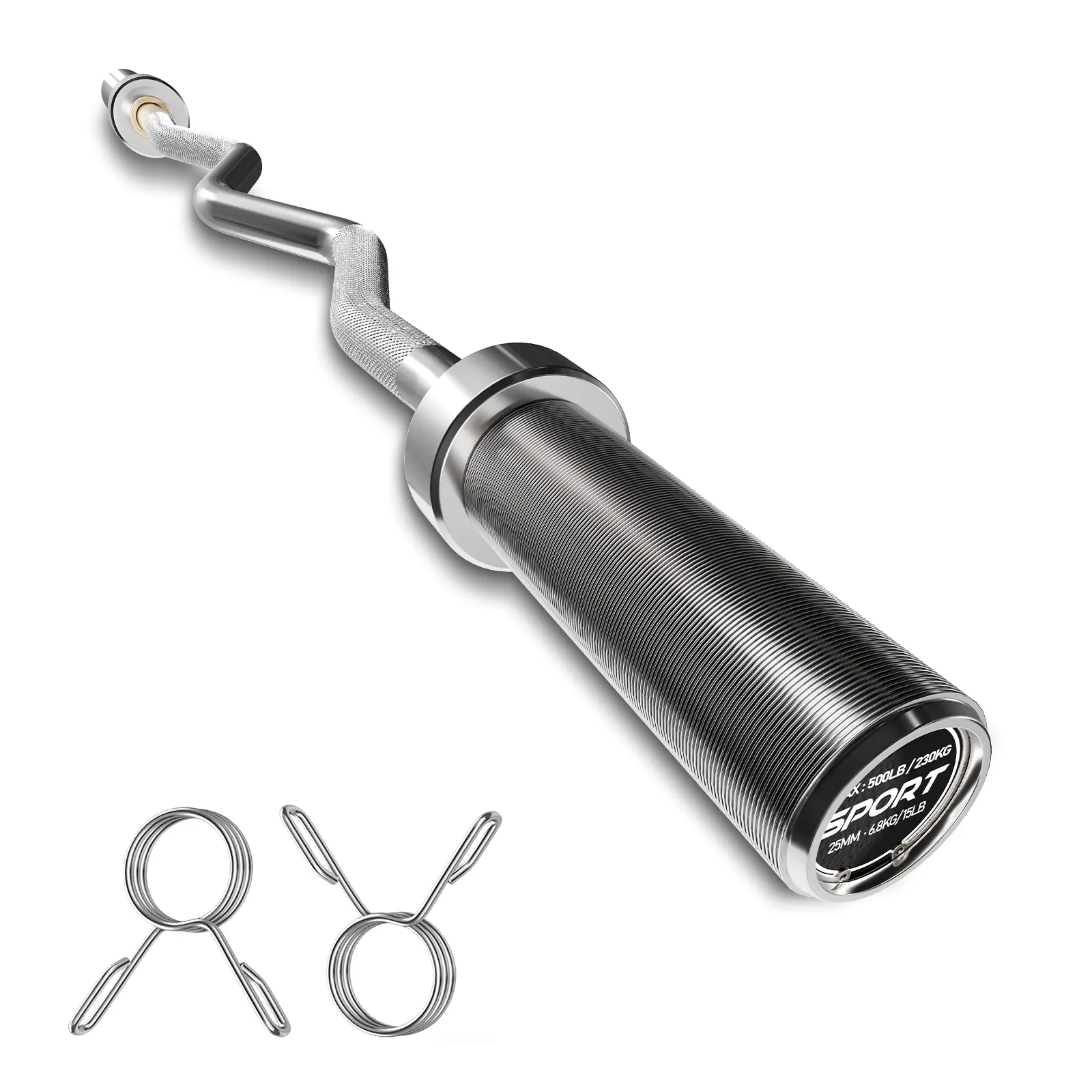 700 lb Capacity EZ Wave Bar – 47" Olympic Barbell – Knurled Multi-Angle Grip – Great for Bicep Curls, Triceps Extensions, Arm Waves – Includes Spring Collars – Ideal for Home Gym, Garage Gym, or Personal Training, Upperbody Workout, Strength Training Equi
