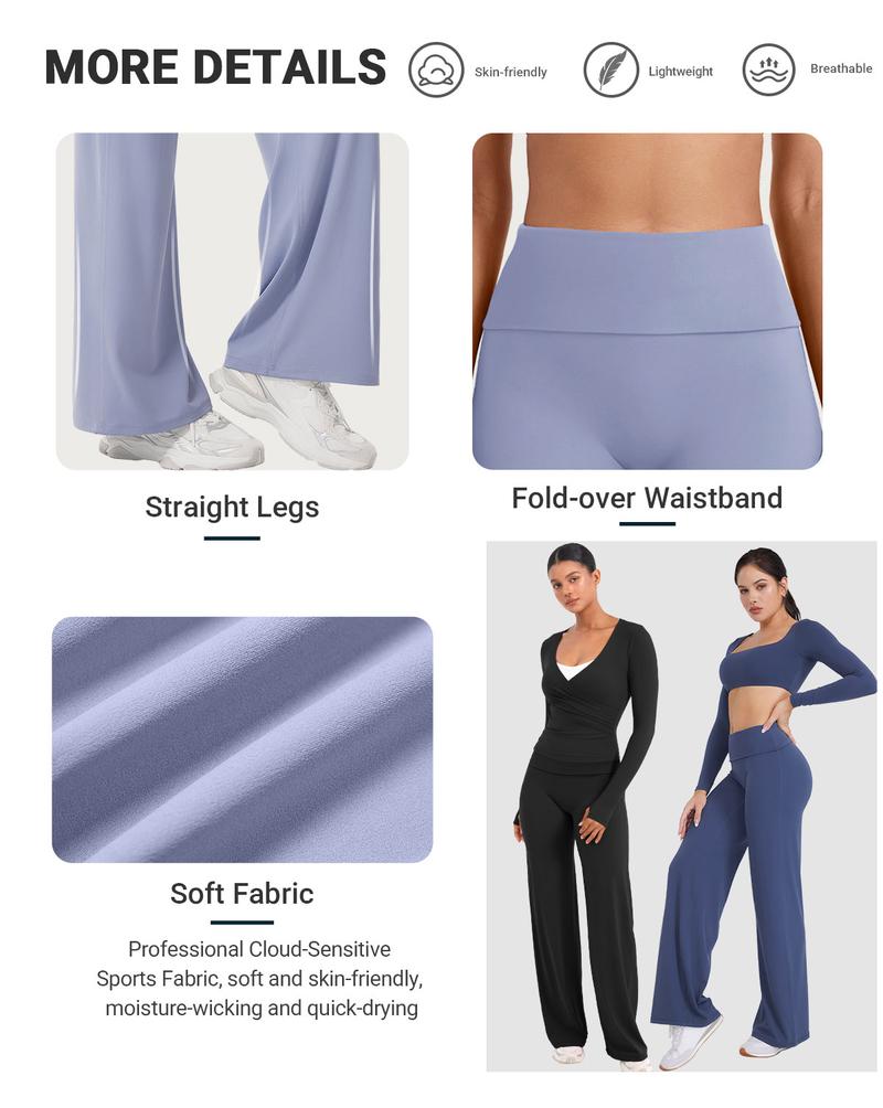 YEOREO Eddiy 31.5" Fold Over Straight Leggings Women High Waist Yoga Pants Gym Outfits YEOREO Eddiy 31.5" Fold Over Straight Leggings Women High Waist Yoga Pants Gym Outfits