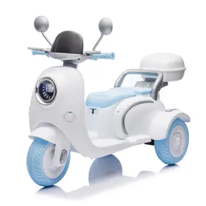12V Two motors Kids Ride On Level Up Two-seater Electric Motorcycle,Three-wheel Toy w/Music,Bluetooth,USB,Backseat flip adult seat,Portable Storage Hooks&Oversized Trunk,LED Headlight For Kids 3-6.