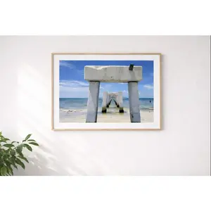 Ft Myers Beach Pier Archway Satin Poster | Coastal Wall Art, Seaside Photography