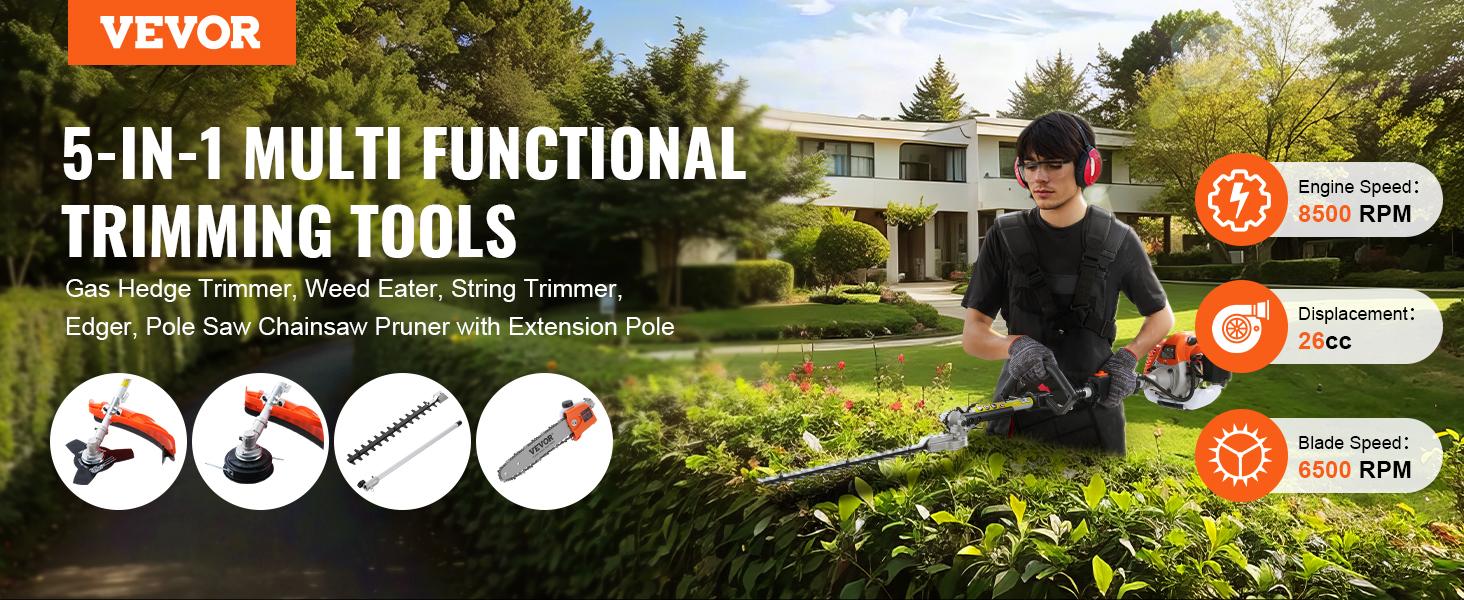 VEVOR Multi-Functional Trimming Tools, Various specifications, Gas Hedge Trimmer, Weed Eater, String Trimmer, Edger, Pole Saw Chainsaw Pruner with Extension Pole Lawn Mower Garden VEVOR Multi-Functional Trimming Tools, Various specifications, Gas Hedge Trimmer, Weed Eater, String Trimmer, Edger, Pole Saw Chainsaw Pruner with Extension Pole Lawn Mower Garden