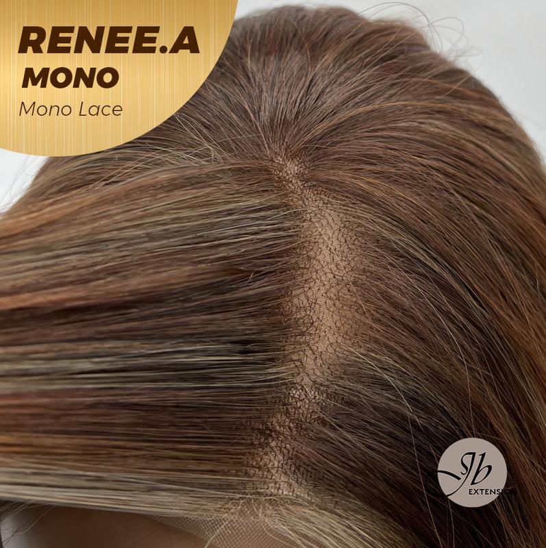 JBEXTENSION RENEE.A MONO Monofilament Handmade Wig 6X5 Full Monofilament Hand Tied Top Wig 22 Inches Cowboy Copper Mono Lace Wig With Anti-slip Silicone Strips Glueless Wig RENEE.A MONO【BENDY EAR TABS】