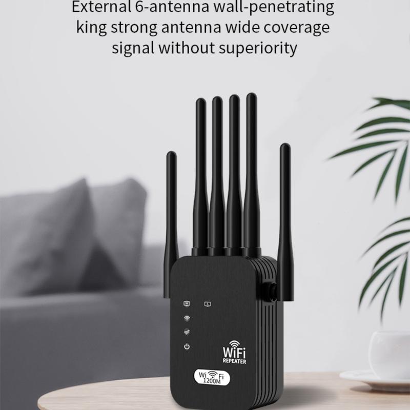 WiFi Extender 2026 with 6 Antennas, AC1200 Dual Band Booster, 12,000 sq.ft Coverage, Supports 100 Devices, Repeater & Ethernet Port