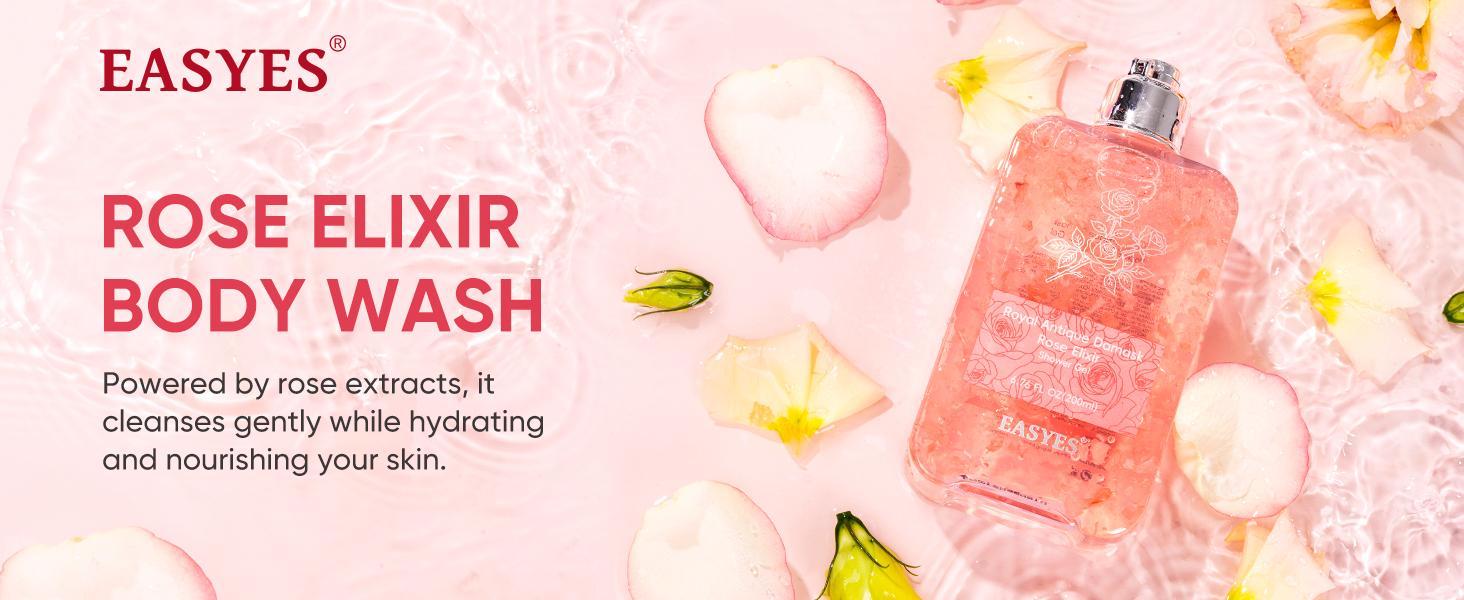 【SW-1】Easyes Rose Essence Native Body Wash - Red rose fragrance 3X repair Deep Moisture Soft Skin for Dry & Sensitive Skin Instant relief of dryness and itching vegan no animal testing The best choice for gifts TikTokShopBlackFriday
