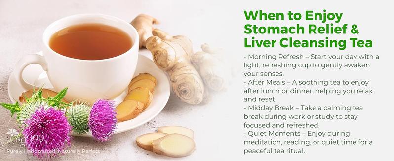 TOG999, Premium Stomach & Liver Herbal Tea – 60 Tea Bags – Milk Thistle Seed, Ginger, Fennel, Peppermint & Licorice – Caffeine-Free – Soothing & Refreshing Herbal Blend for Daily Enjoyment