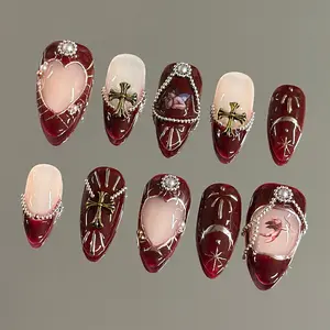 NailVesta Angel’s Ruby – 100% Handcrafted 3D Press-On Nails | Reusable, Long-Lasting, Salon-Quality