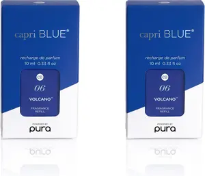 Capri Blue Pura Smart Home Plug-in Diffuser Refills – Includes 2 Capri Blue Pura Refills for Plug In Diffusers for Home - Long Lasting Luxury Scents - Volcano (Pack of 2)