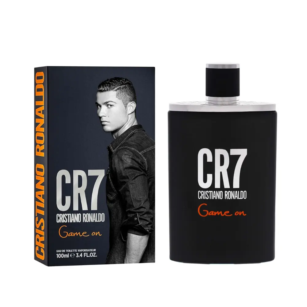 Cristiano Ronaldo CR7 Game On Eau de Toilette 3.4 oz | Woody Aromatic Men's Cologne with Papaya, Apple, Cardamom, Tonka Bean & Cedar | Long-Lasting Fragrance