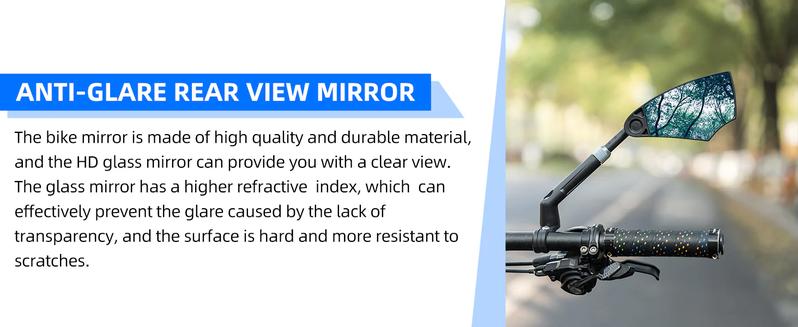 ROCKBROS 360° Adjustable Handlebar Bike Mirror with Anti-Glare Glass