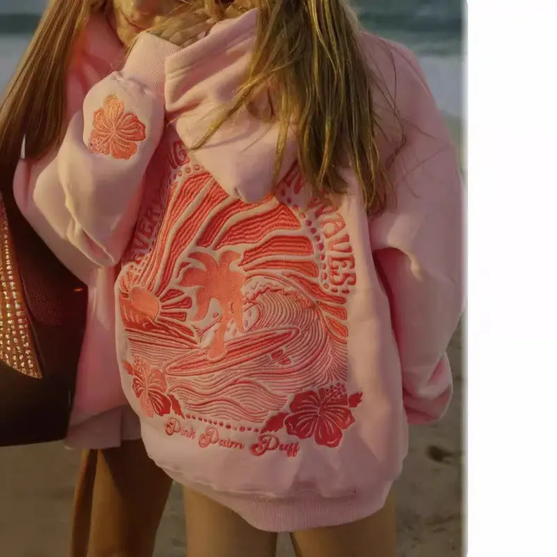 Pink Wave - Embroidered Style