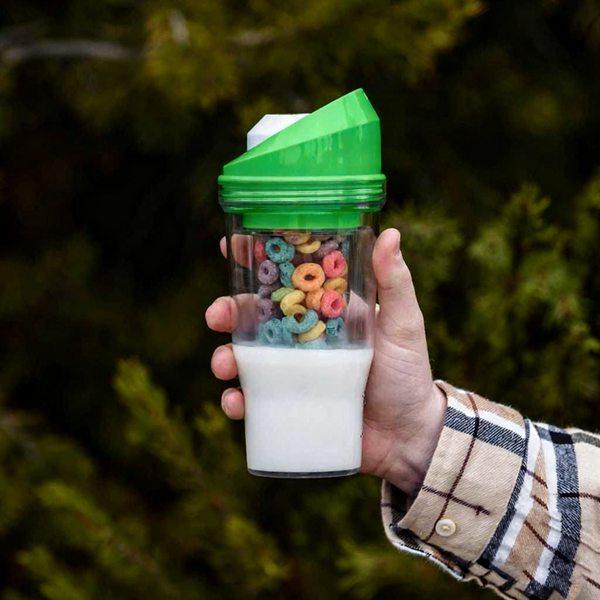 Portable Foldable Silicone Breakfast Cup with PP+PS Material Travel Bowl for Storage Ready-to-Eat Cereal Milk Cup Must-Have for Camping Office Commuting No Plate Required Breakfast Essential Drinkware