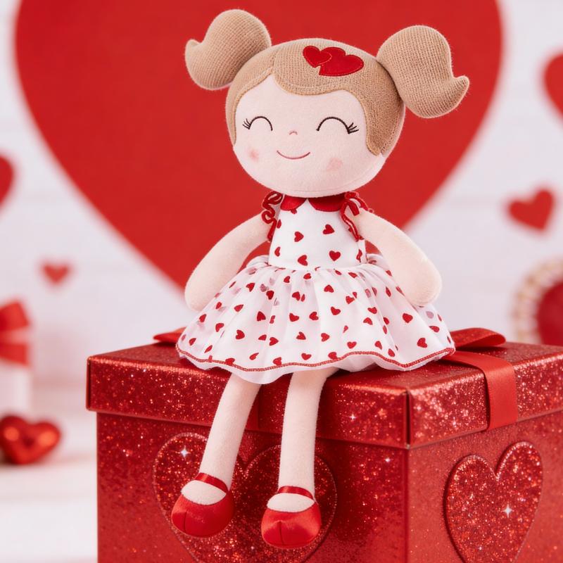 Gloveleya Valentine Gift Doll Princess Heart Doll Soft Cuddle Toy for Girls Perfect Valentine’s Day Gift Idea for Kids 0 to 6 Years