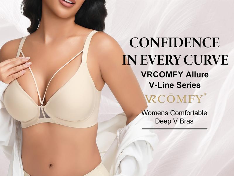 VRCOMFY Womens Wireless Bras Push Up Support Full Coverage Bralettes No Underwire Bra Comfortable Seamless Everyday Bra Sexy Lingerie for Party